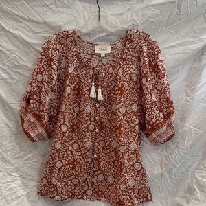 Cleobella Terracotta and White Floral Blouse